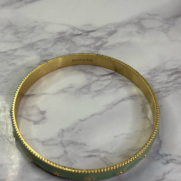 Elegant Gold and Green Floral Bangle - Picture 6 of 8